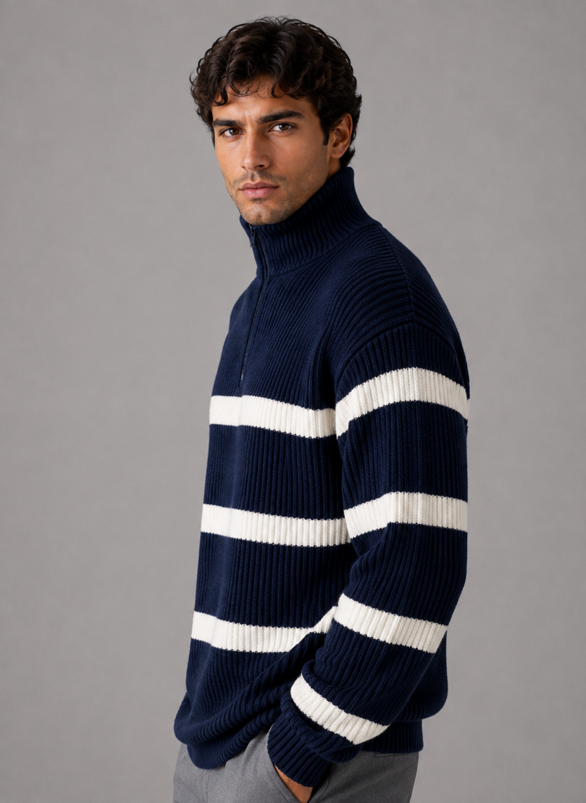 Half-Zip Sweater in Navy