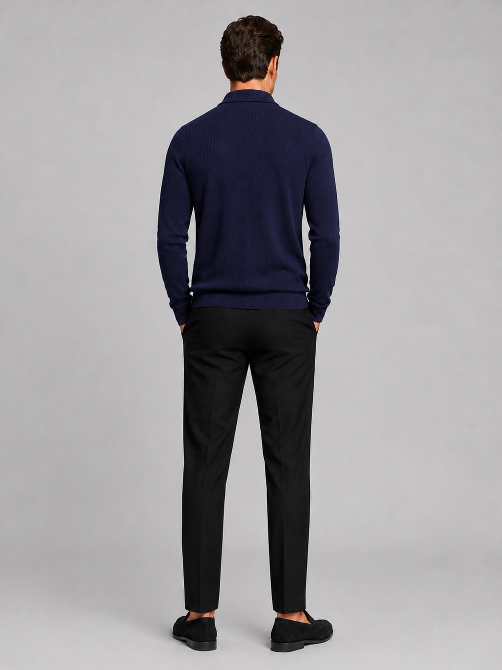Men's Quarter Zip Long Sleeve Polo – Regular Fit Smooth Knit Top | Nero & Luya