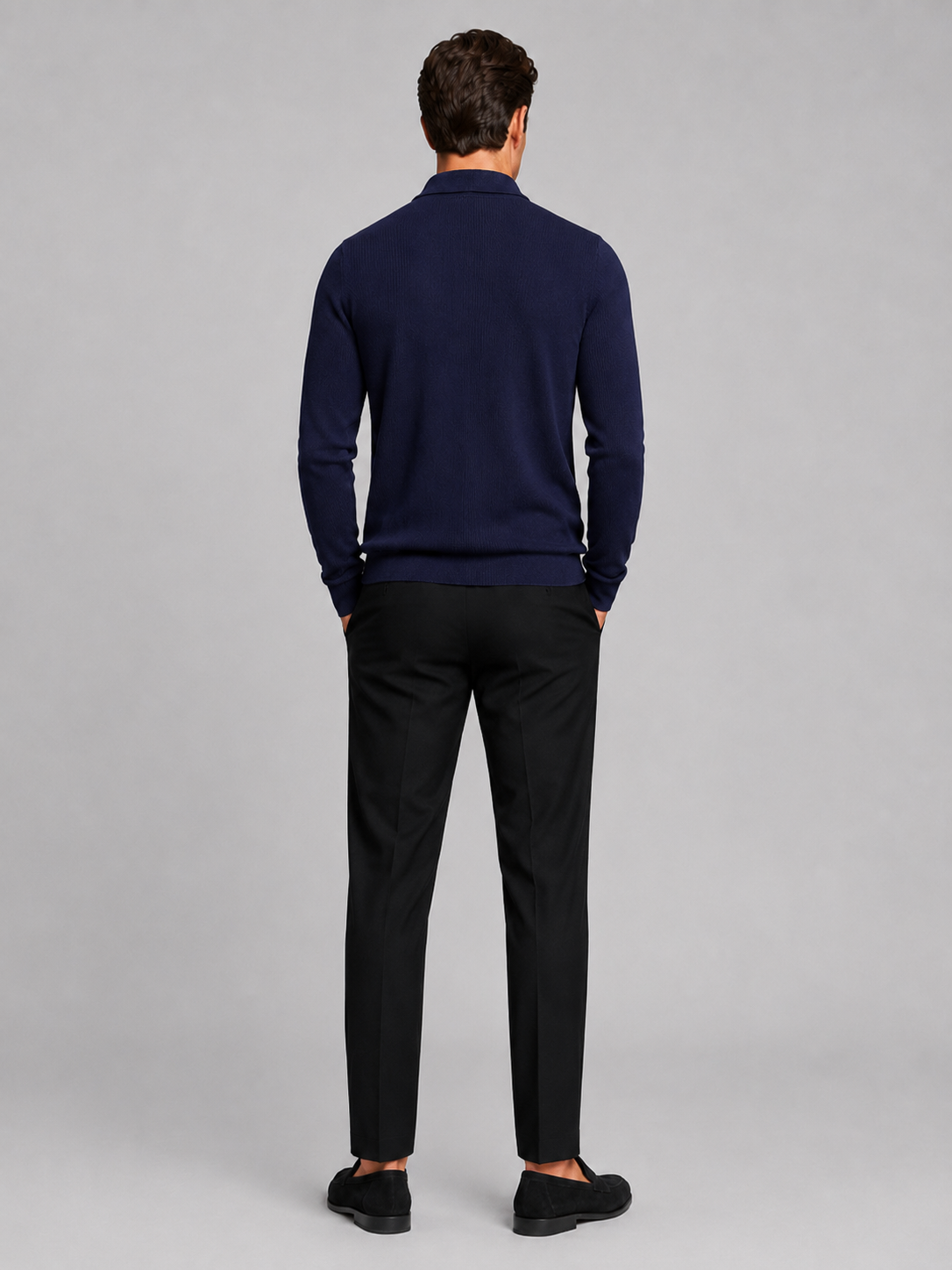 Men's Quarter Zip Long Sleeve Polo – Regular Fit Smooth Knit Top | Nero & Luya