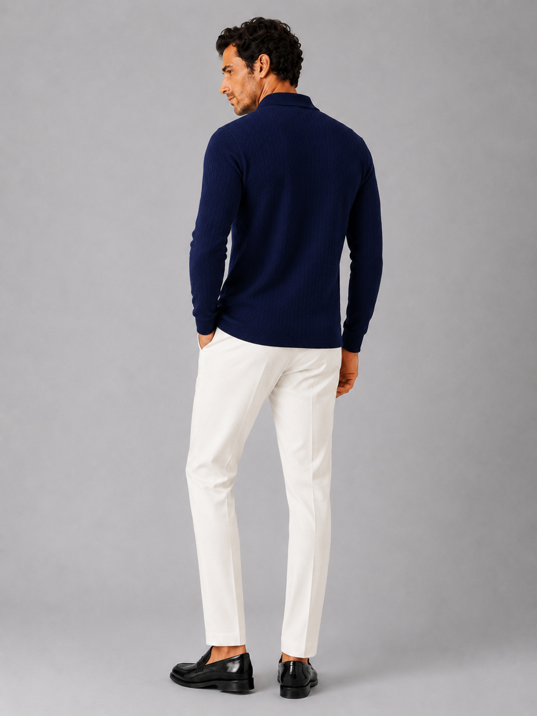 Men's Long Sleeve Polo Shirt – Smooth Knit Business Casual Polo | Nero & Luya