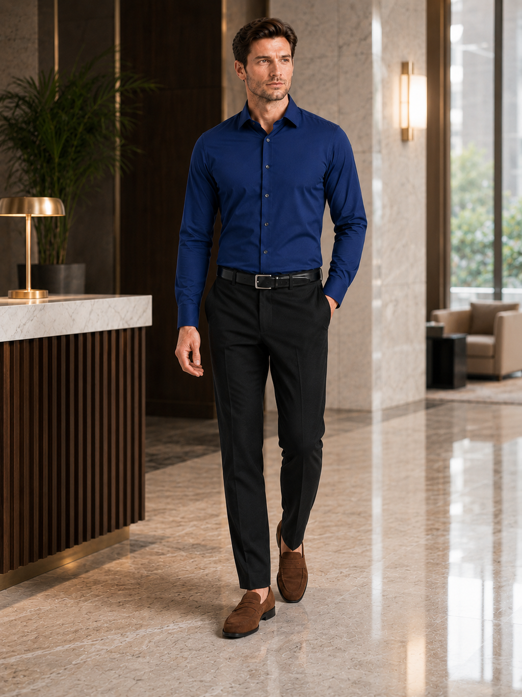 Business Casual Button Down Shirts in Navy