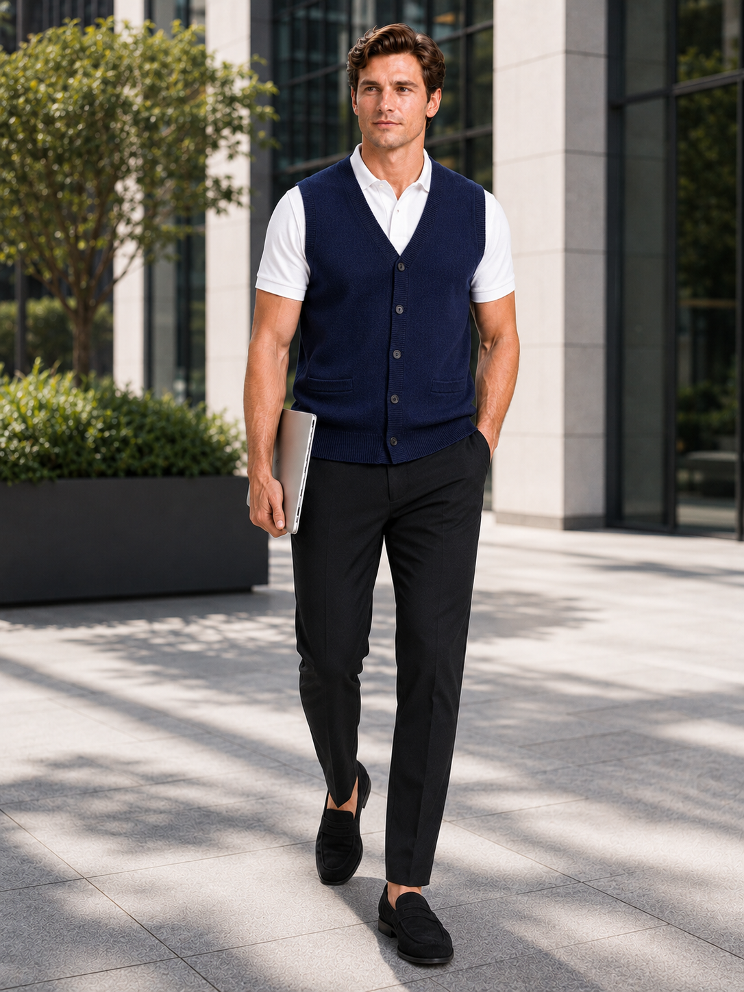 Sleeveless Sweater Men's in Navy