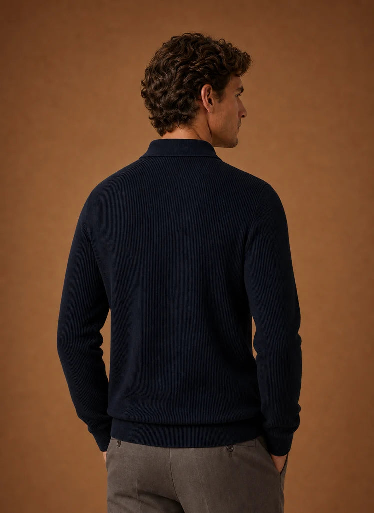 Men's Knit Cardigan - Button Front V-Neck Sweater Long Sleeve | Nero & Luya