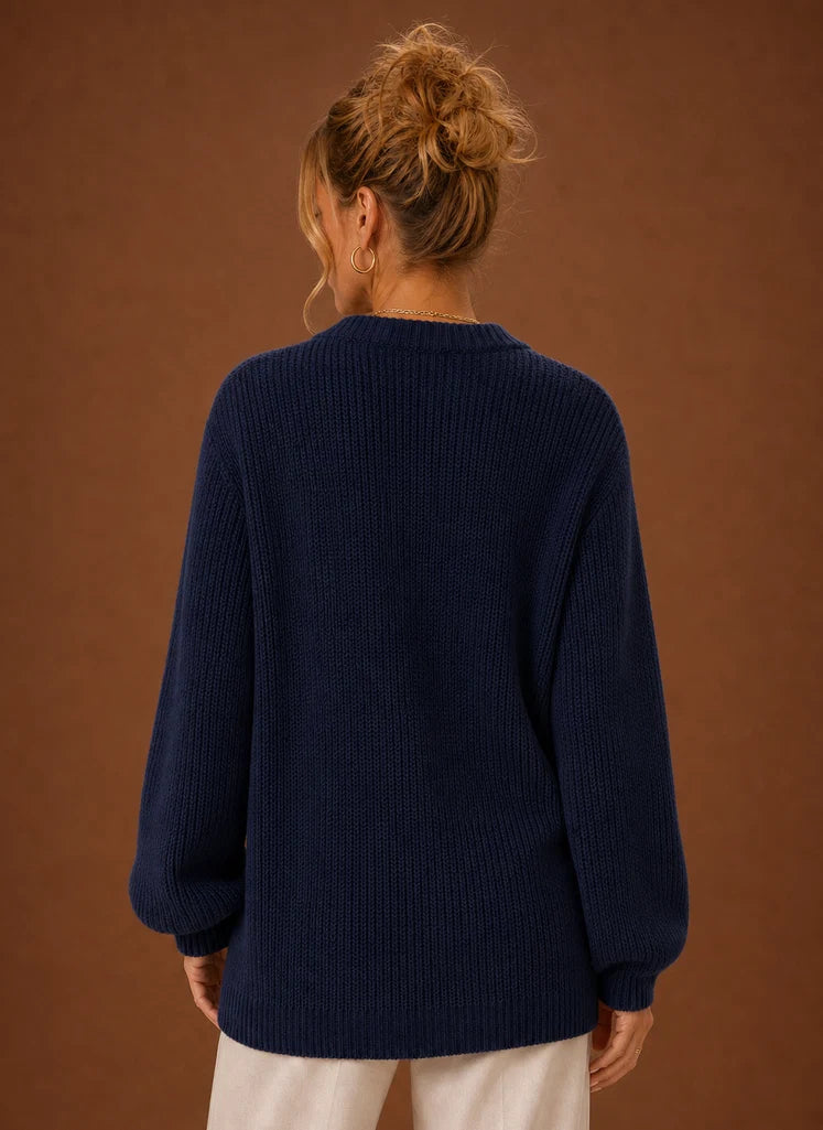 Women's V-Neck Knit Cardigan - Button Front Long Sleeve Sweater | Nero & Luya