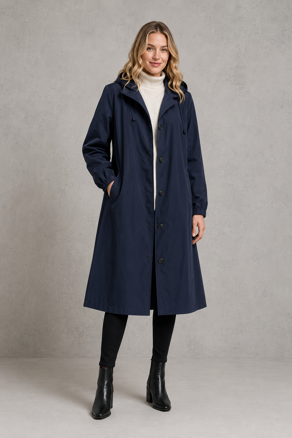 Trench Coat in Navy Blue