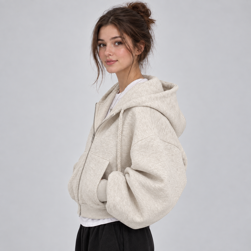 Hoodie in Flower Gray