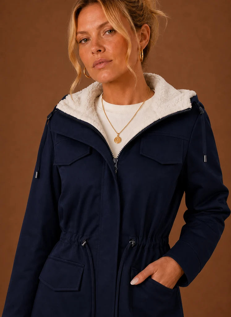 Women's Parka Jacket - Hooded Fleece-Lined Long Winter Coat | Nero & Luya