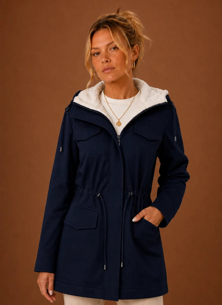 Women's Parka Jacket - Hooded Fleece-Lined Long Winter Coat | Nero & Luya