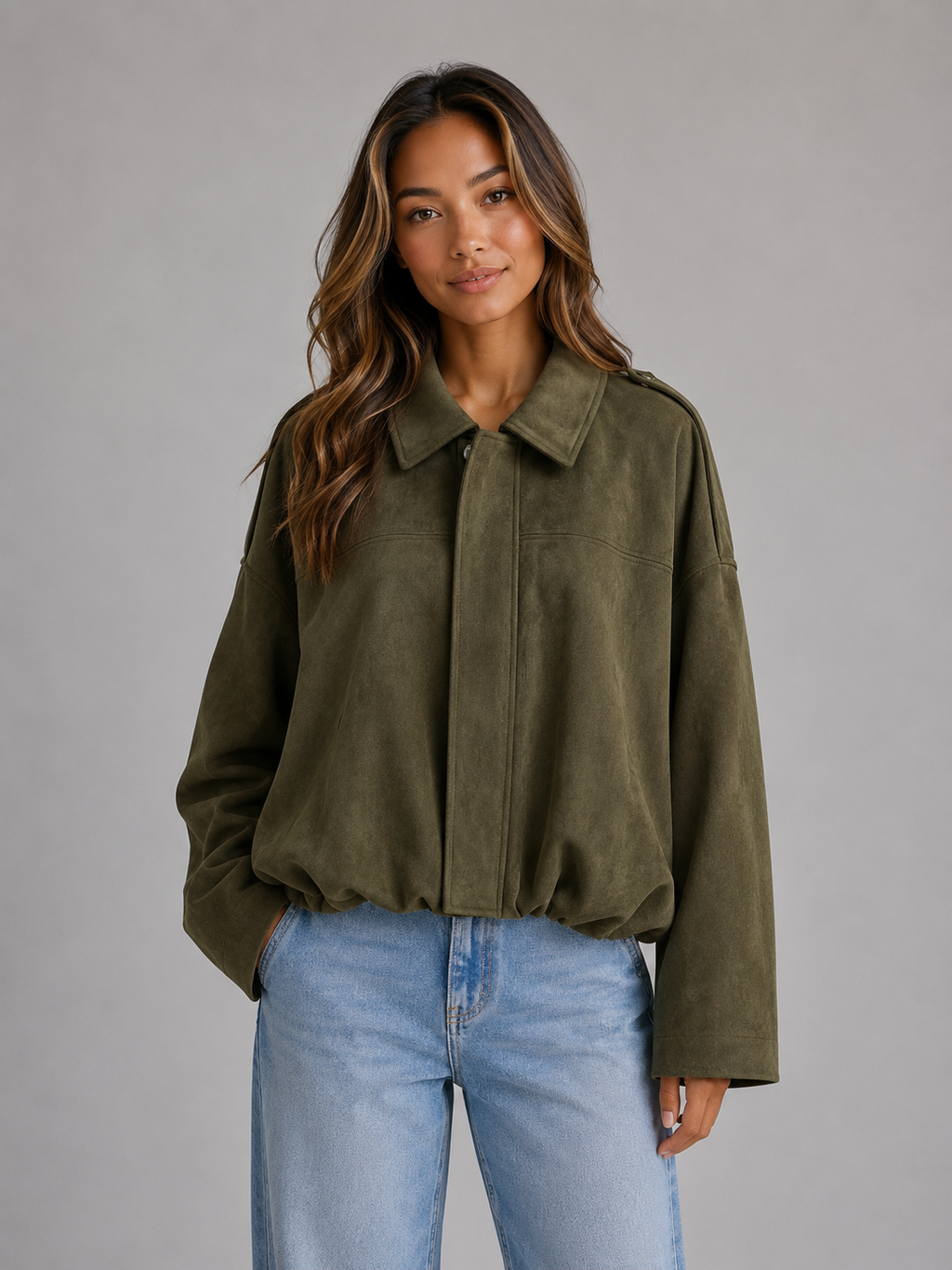 Bomber Jacket in Olive Green