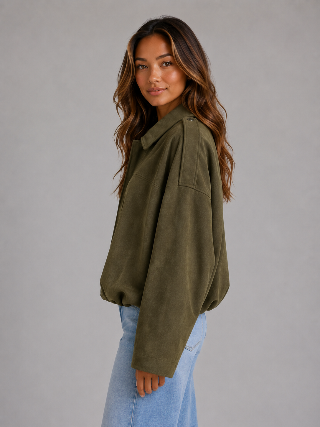 Bomber Jacket in Olive Green
