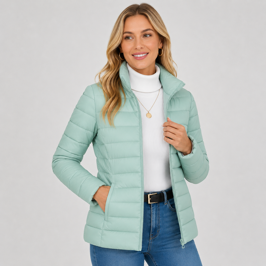 Puffer Jacket in Peacock Blue