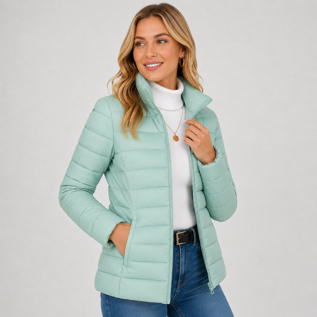 Puffer Jacket in Peacock Blue