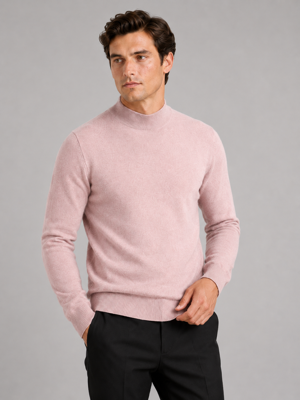 Mock Neck Pullover in Pink