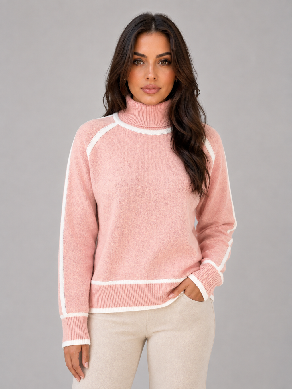 Turtleneck Sweater in Pink