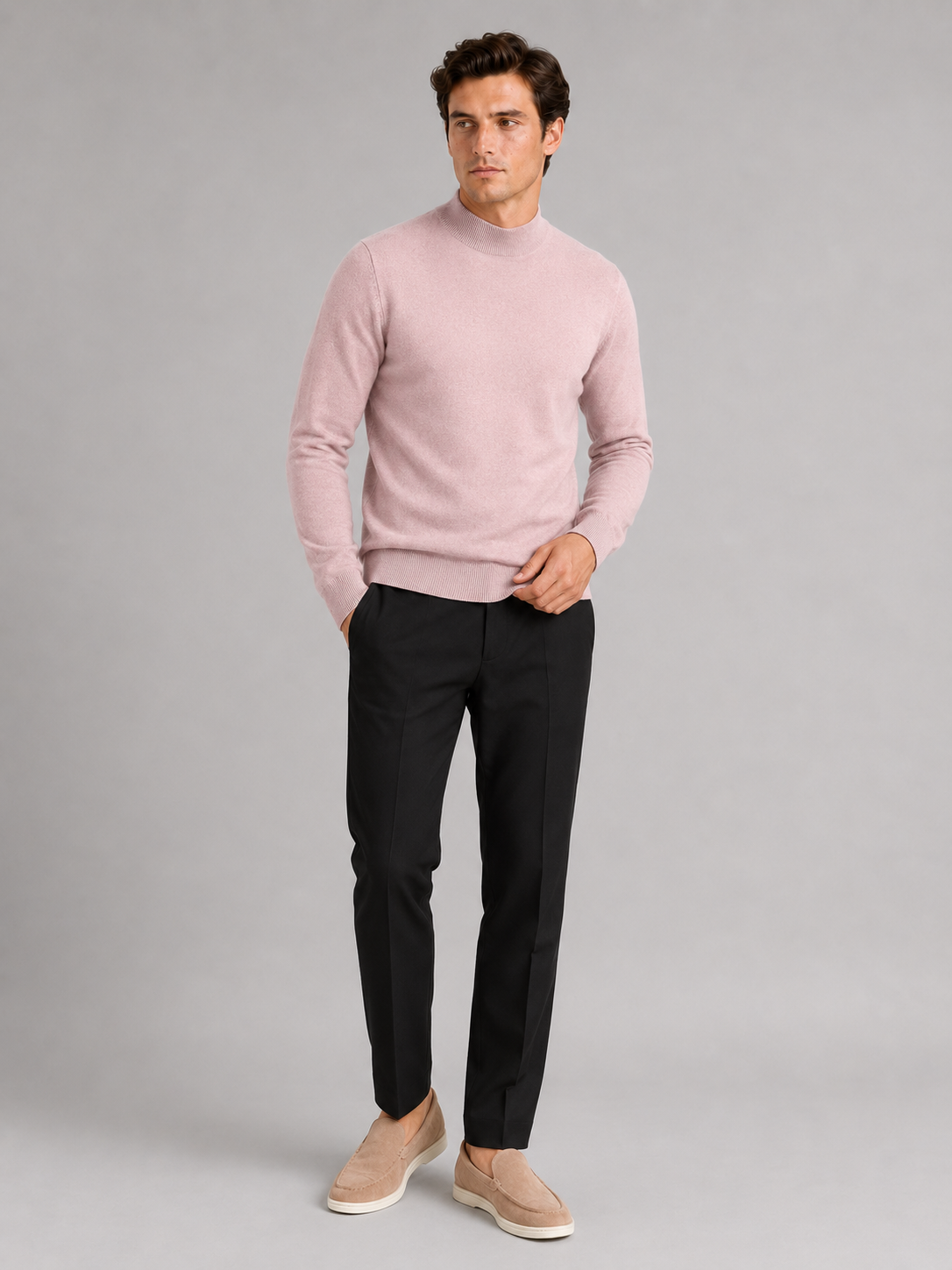 Mock Neck Pullover in Pink