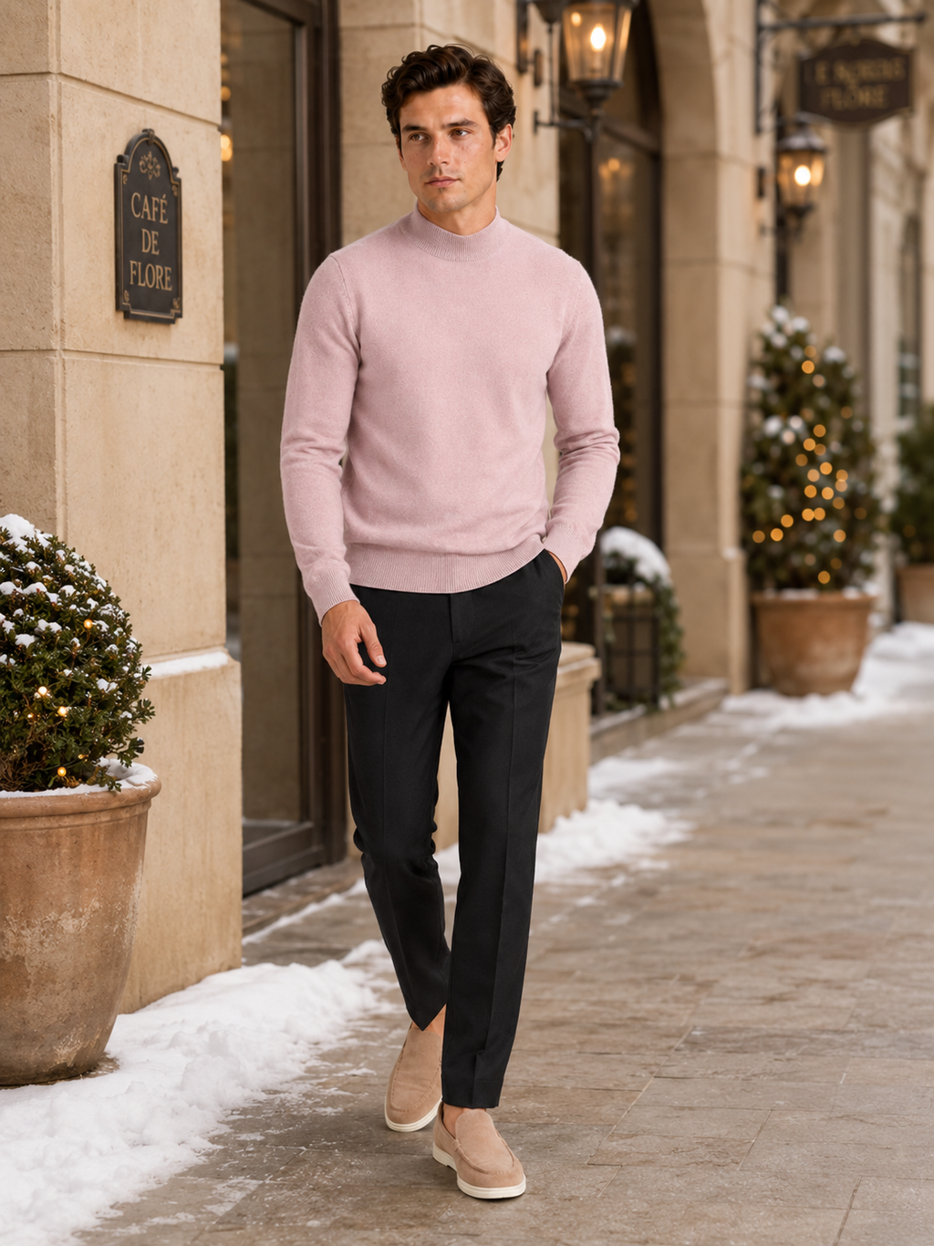 Mock Neck Pullover in Pink