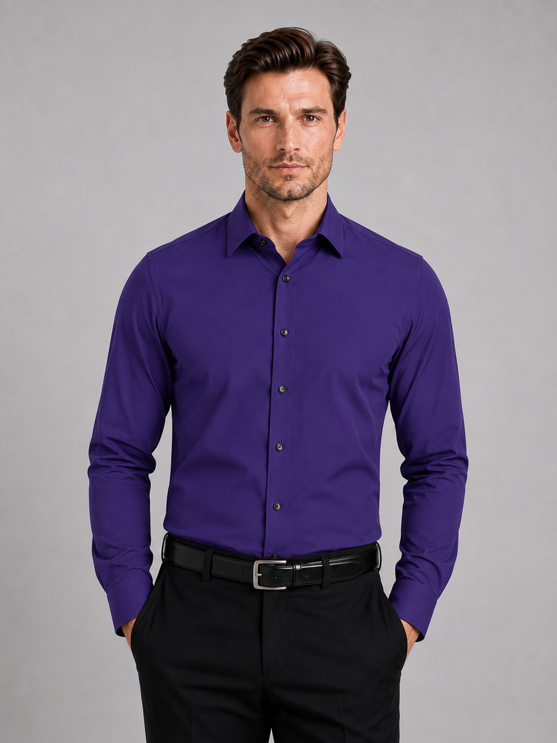 Business Casual Button Down Shirts in Purple