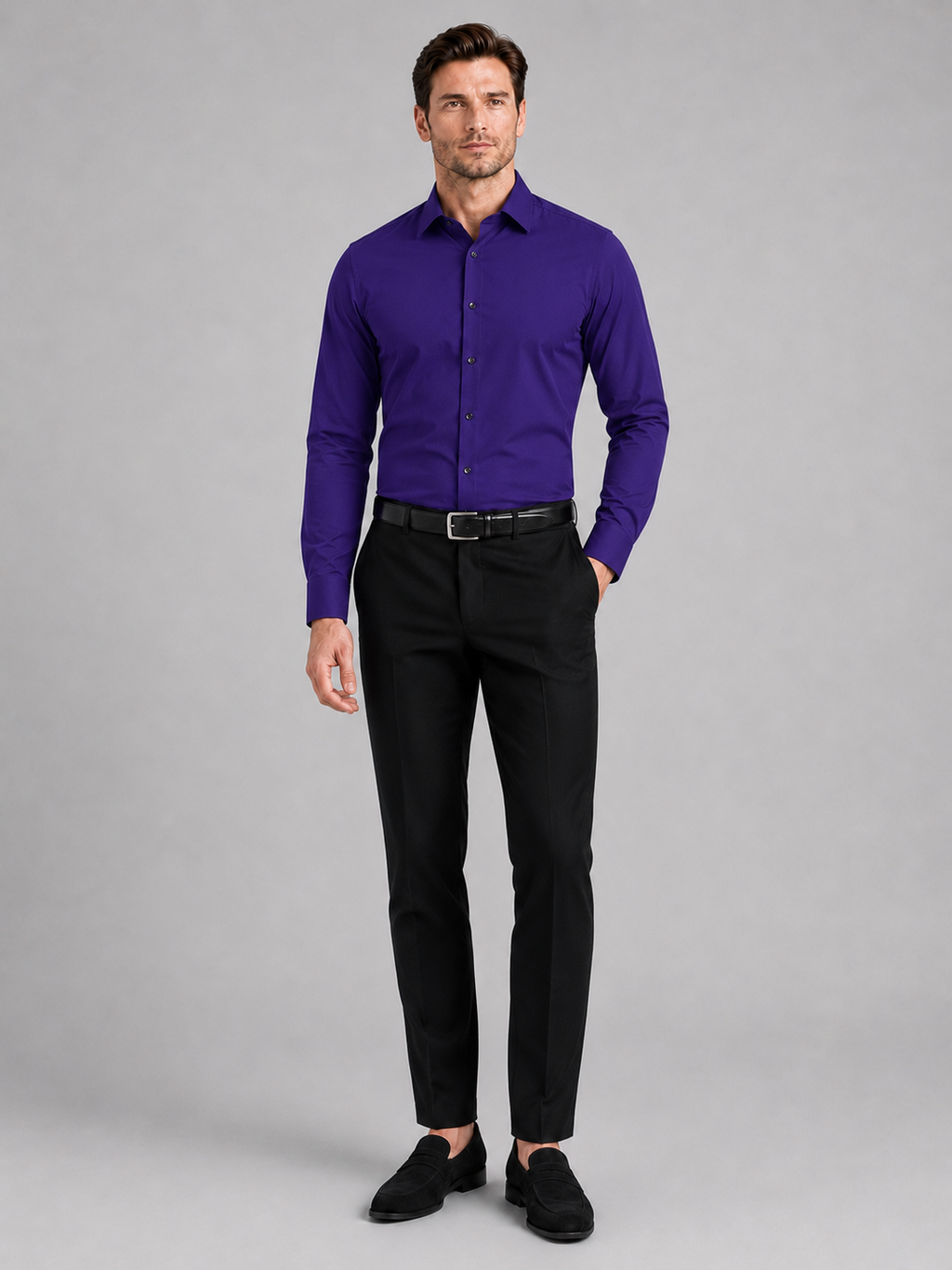 Business Casual Button Down Shirts in Purple