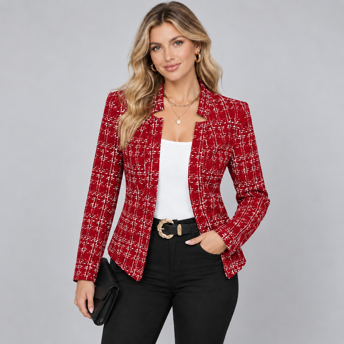 Cropped Blazer in Red