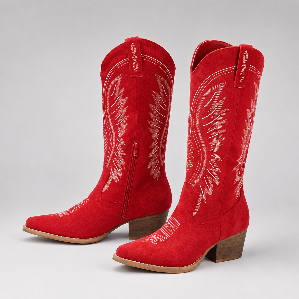 Knee High Boots in Red