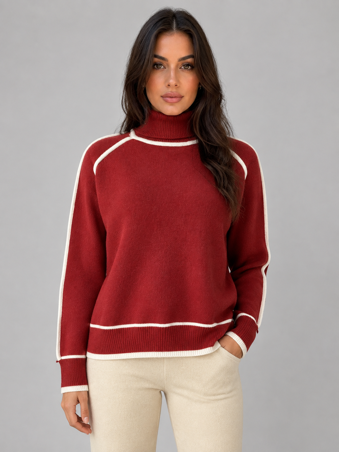 Turtleneck Sweater in Red