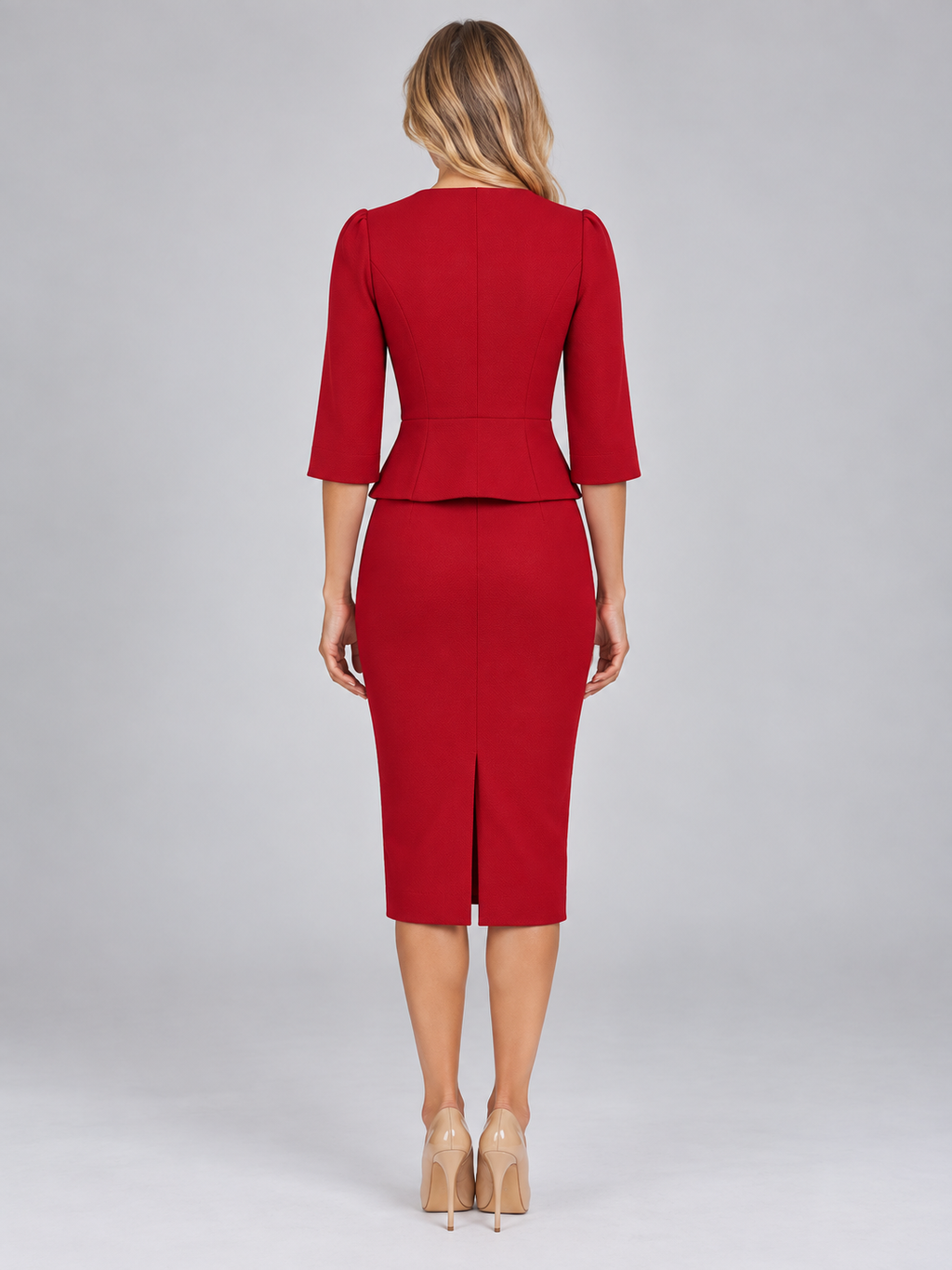 Blazer And Skirt Suit Set in Red