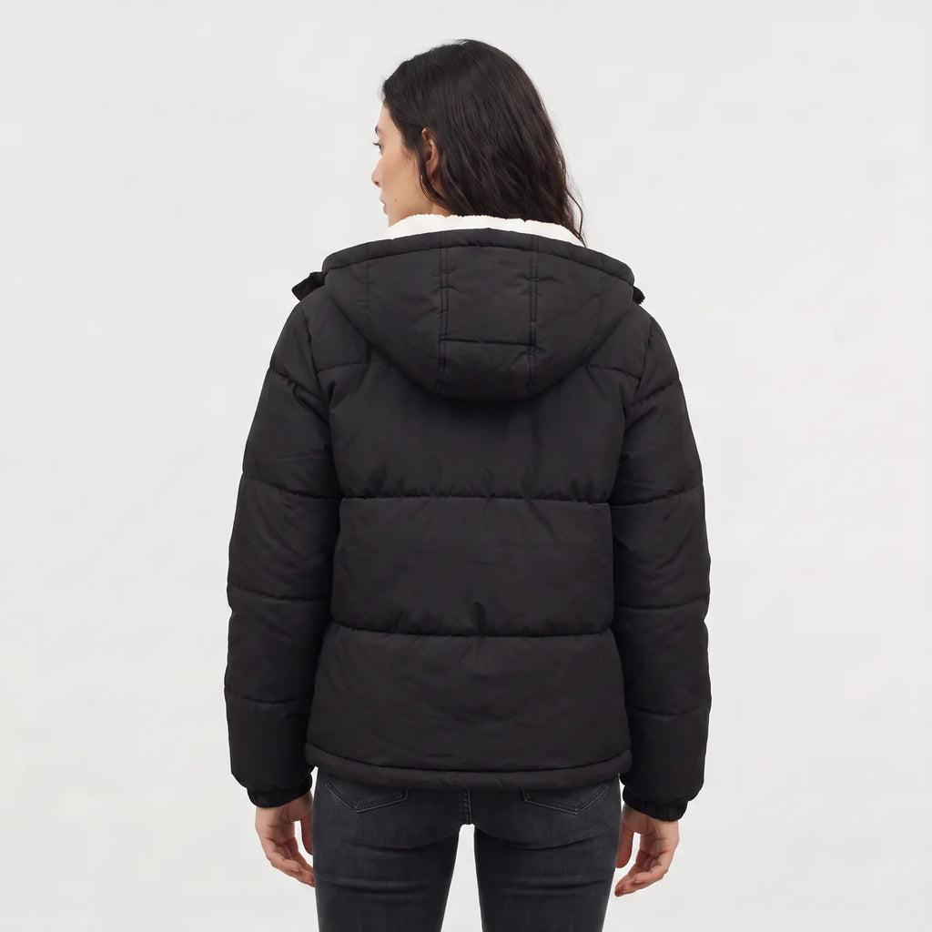 Women's Hooded Puffer Jacket – Sherpa-Lined Quilted Winter Jacket | Nero & Luya
