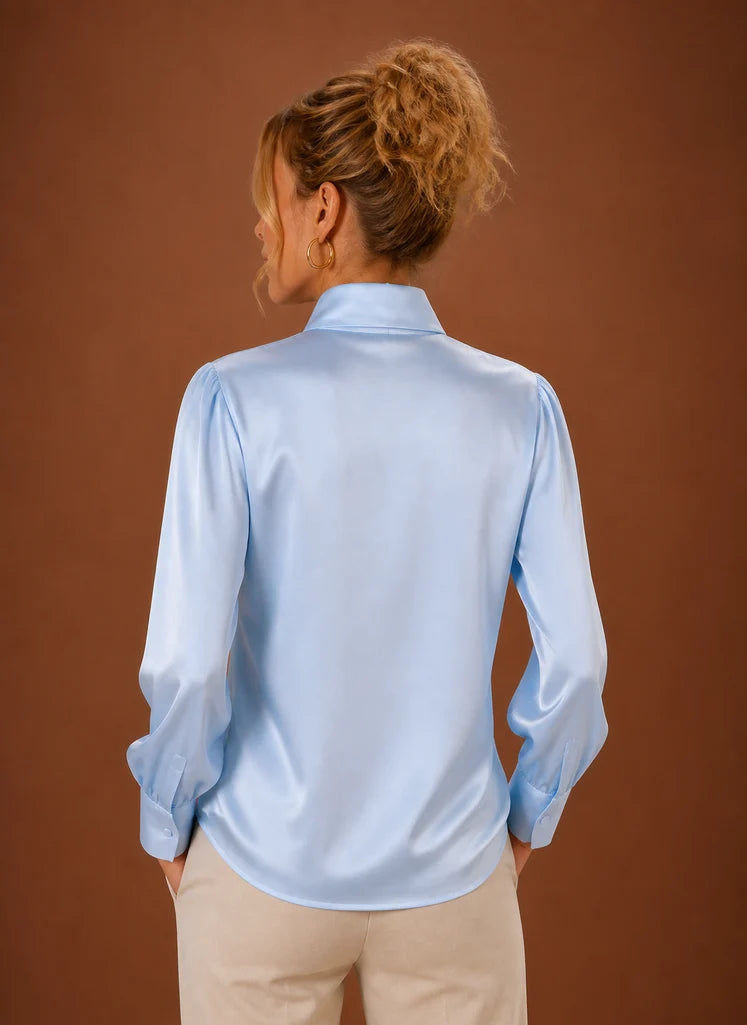 Women’s Satin Bow Blouse | Nero & Luya