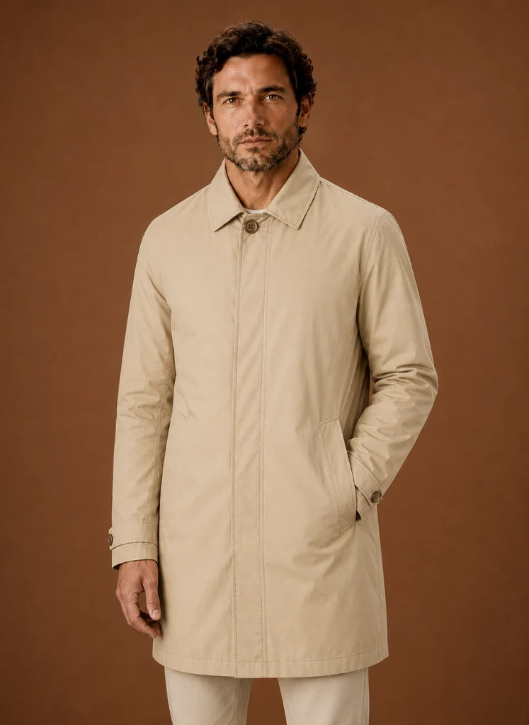 Men's Classic Trench Coat Lightweight Water-Resistant Jacket | Nero & Luya