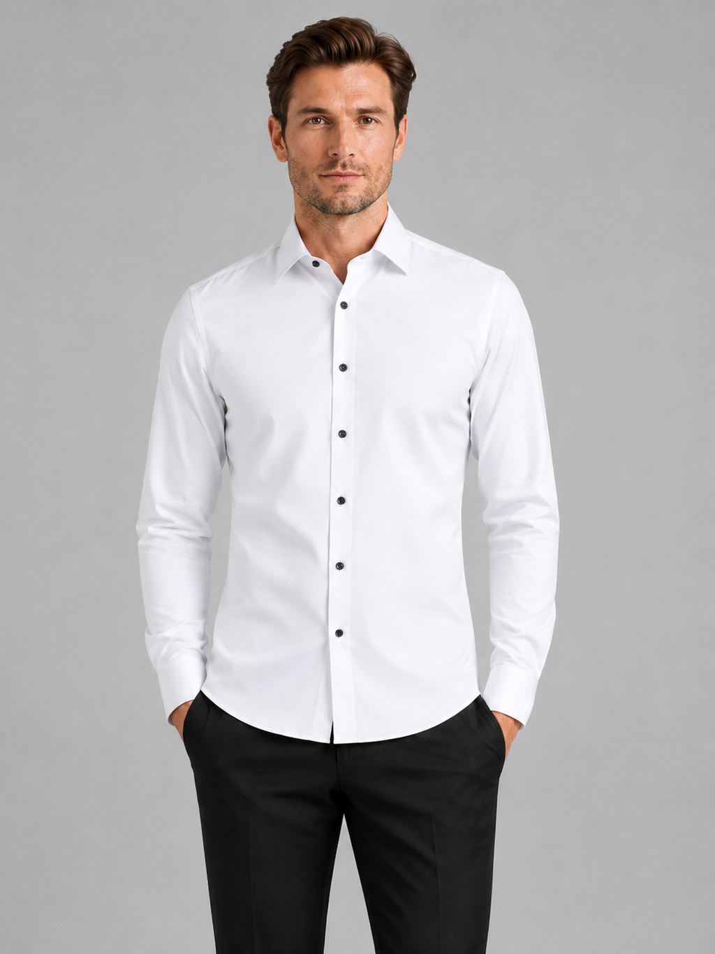 Business Casual Button Down Shirts in White