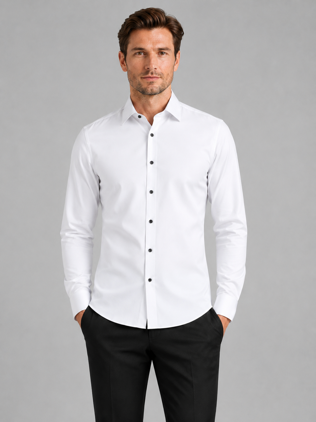 Business Casual Button Down Shirts in White