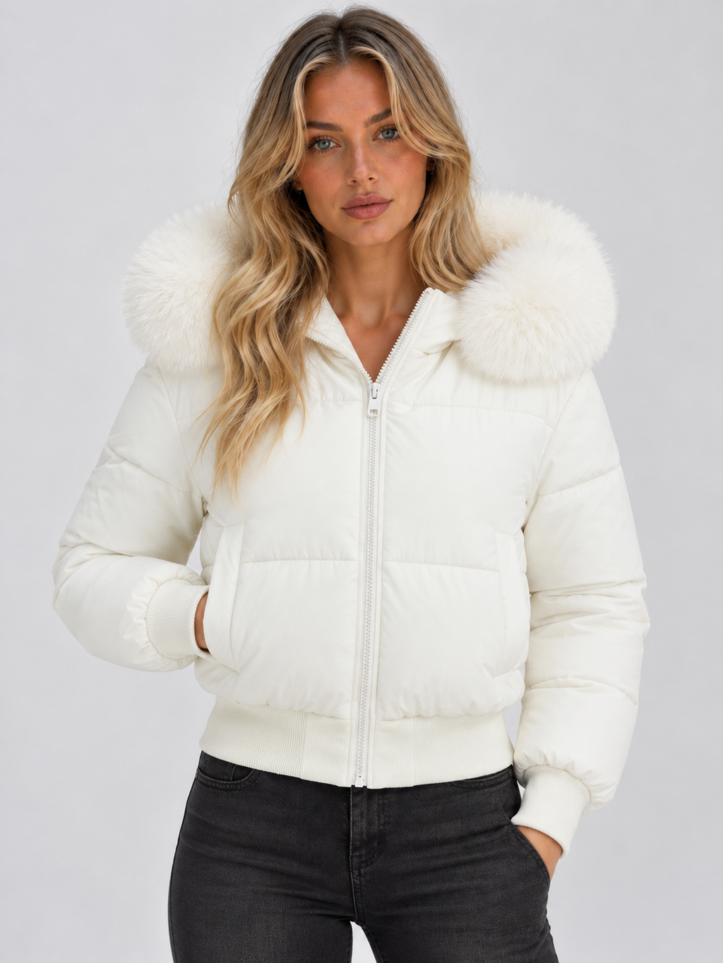 Puffer Jacket in White
