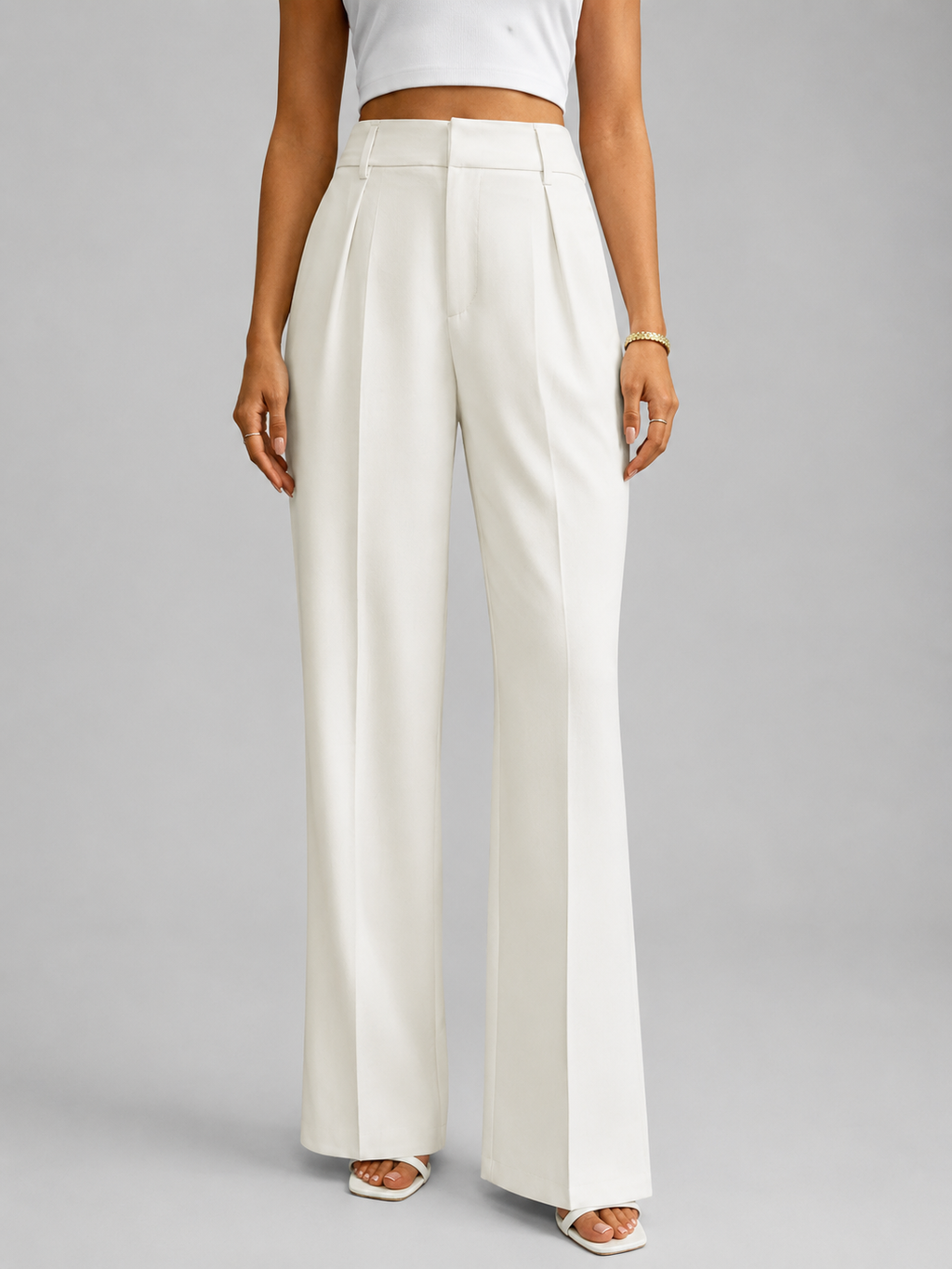Women's Wide Leg Trousers in White