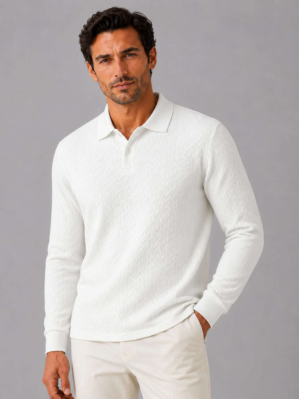 Men's Long Sleeve Polo Shirt – Smooth Knit Business Casual Polo | Nero & Luya
