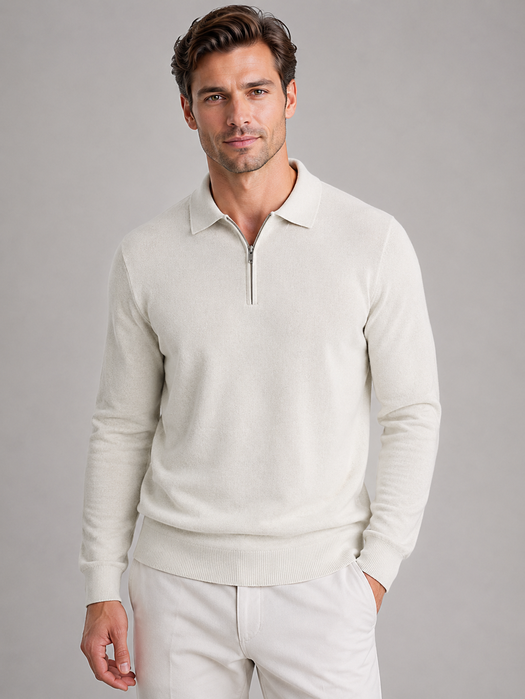 Polo Sweater in White