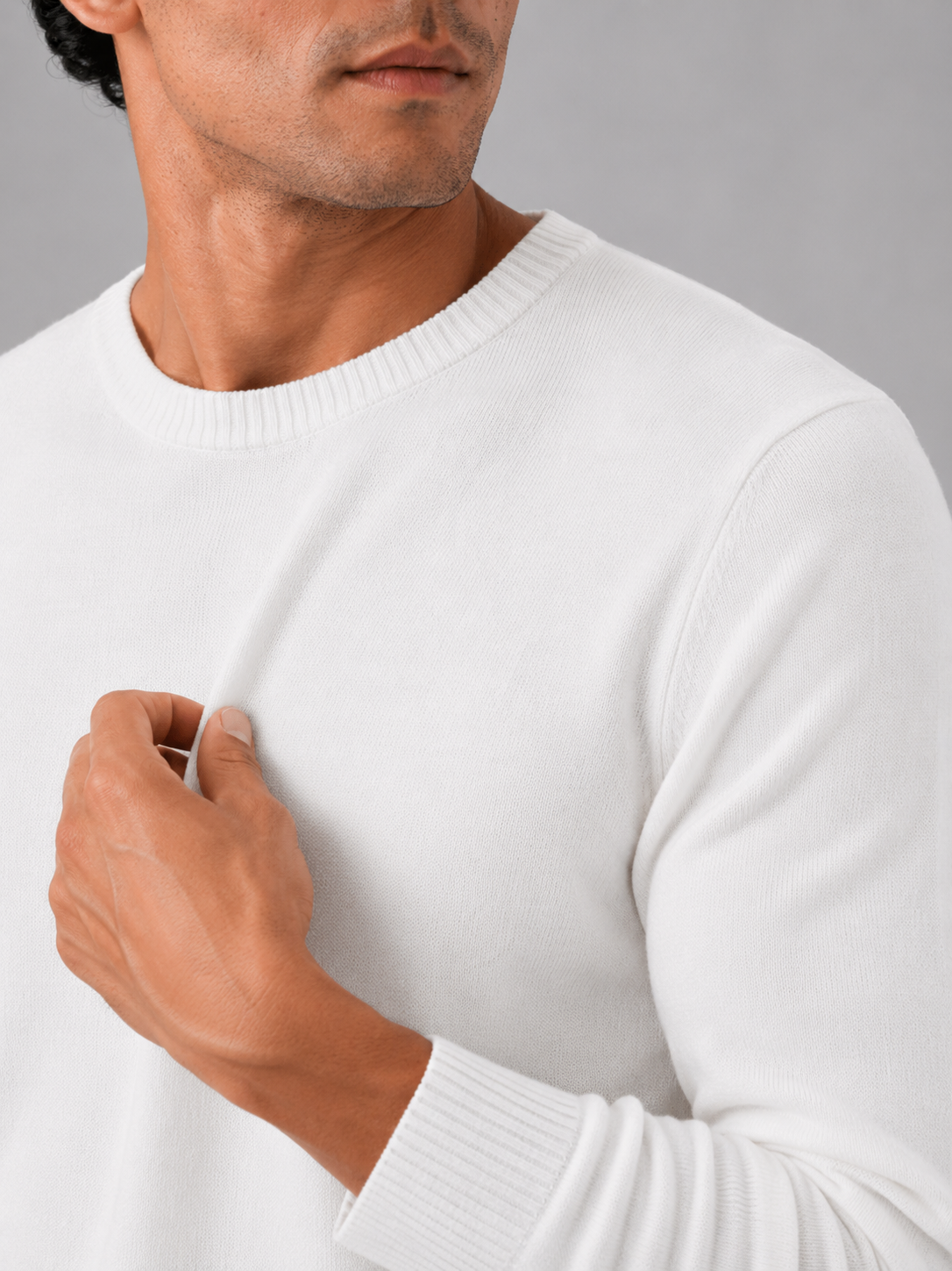 Men'S Wool Pullover in White