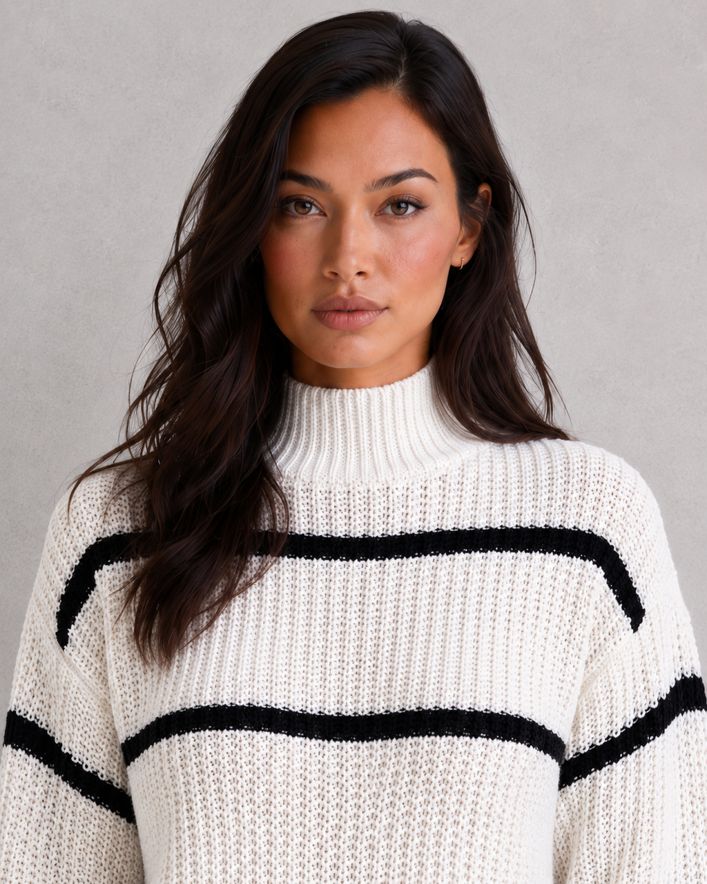 Mock Neck Sweater in White
