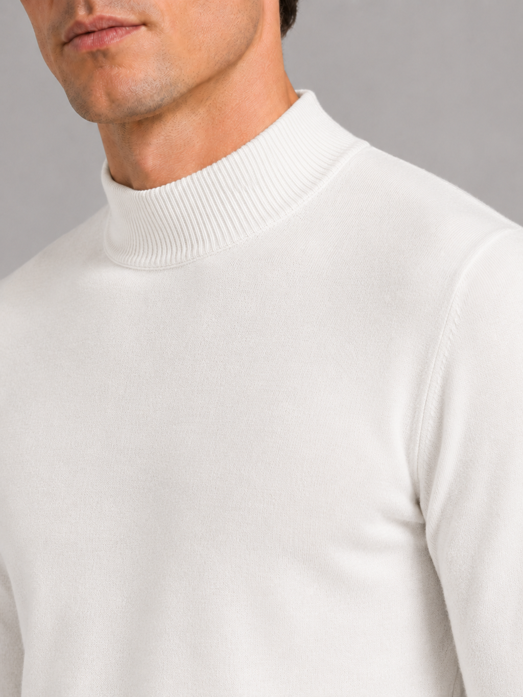 Mock Neck Pullover in White