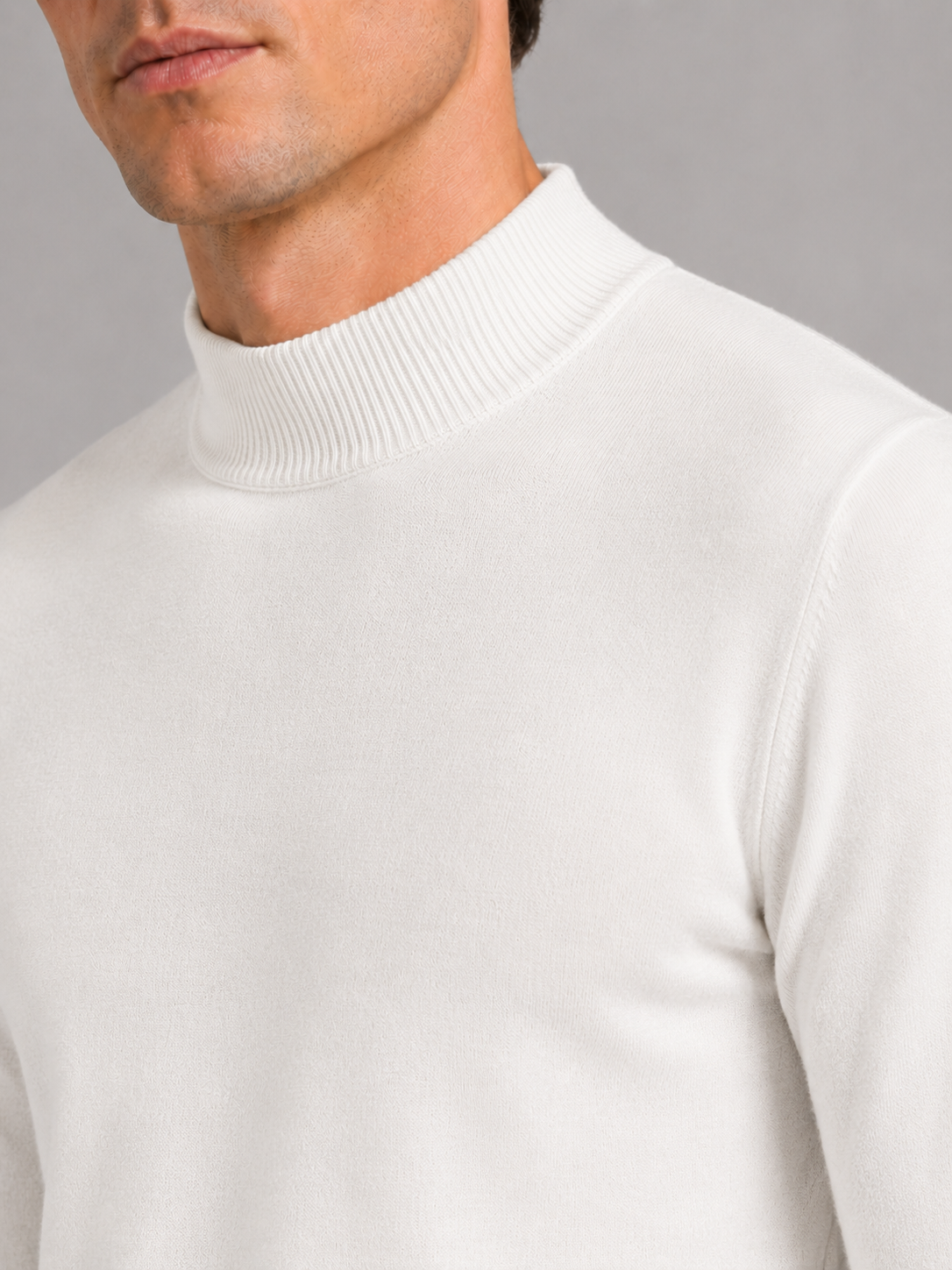 Mock Neck Pullover in White