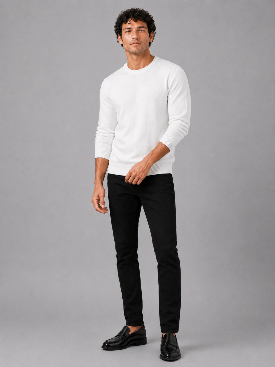 Men'S Wool Pullover in White