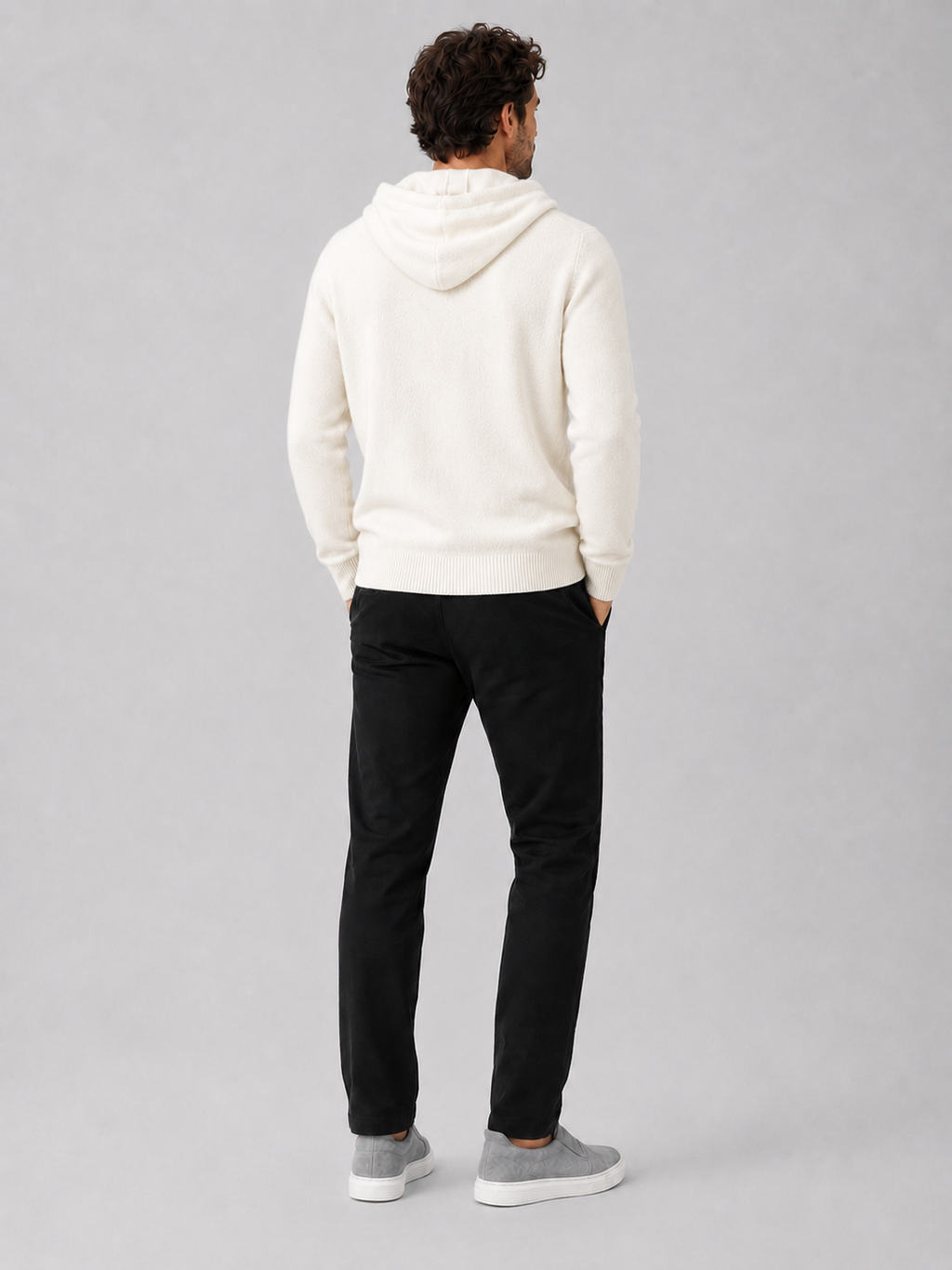 Men's Grey Hooded Sweatshirt in White