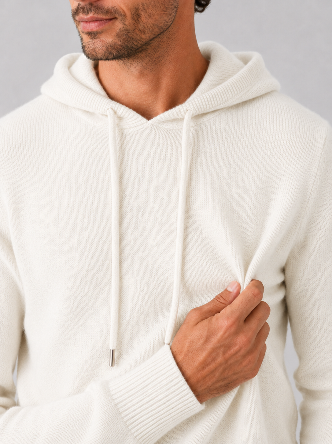 Men's Grey Hooded Sweatshirt in White