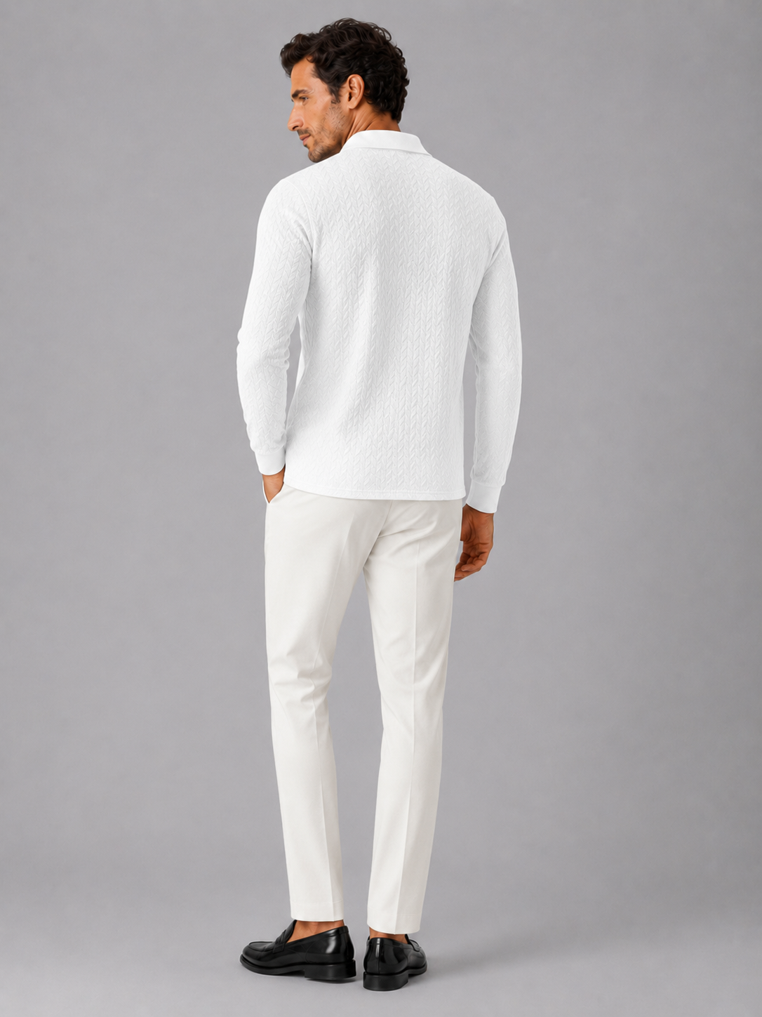 Men's Long Sleeve Polo Shirt – Smooth Knit Business Casual Polo | Nero & Luya
