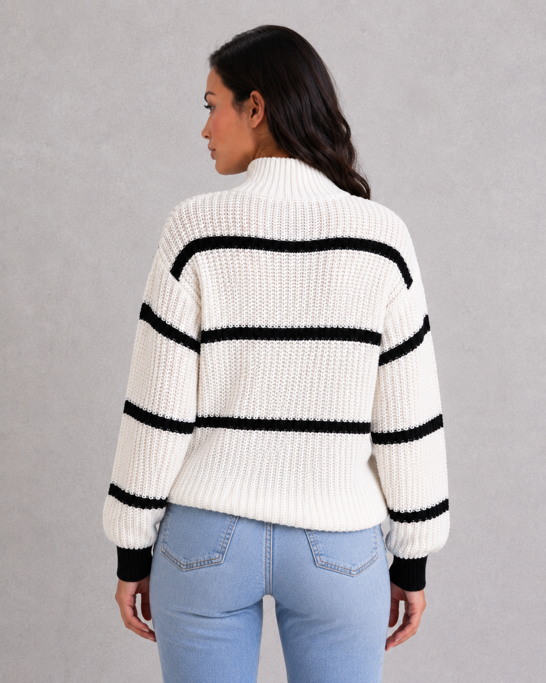 Mock Neck Sweater in White