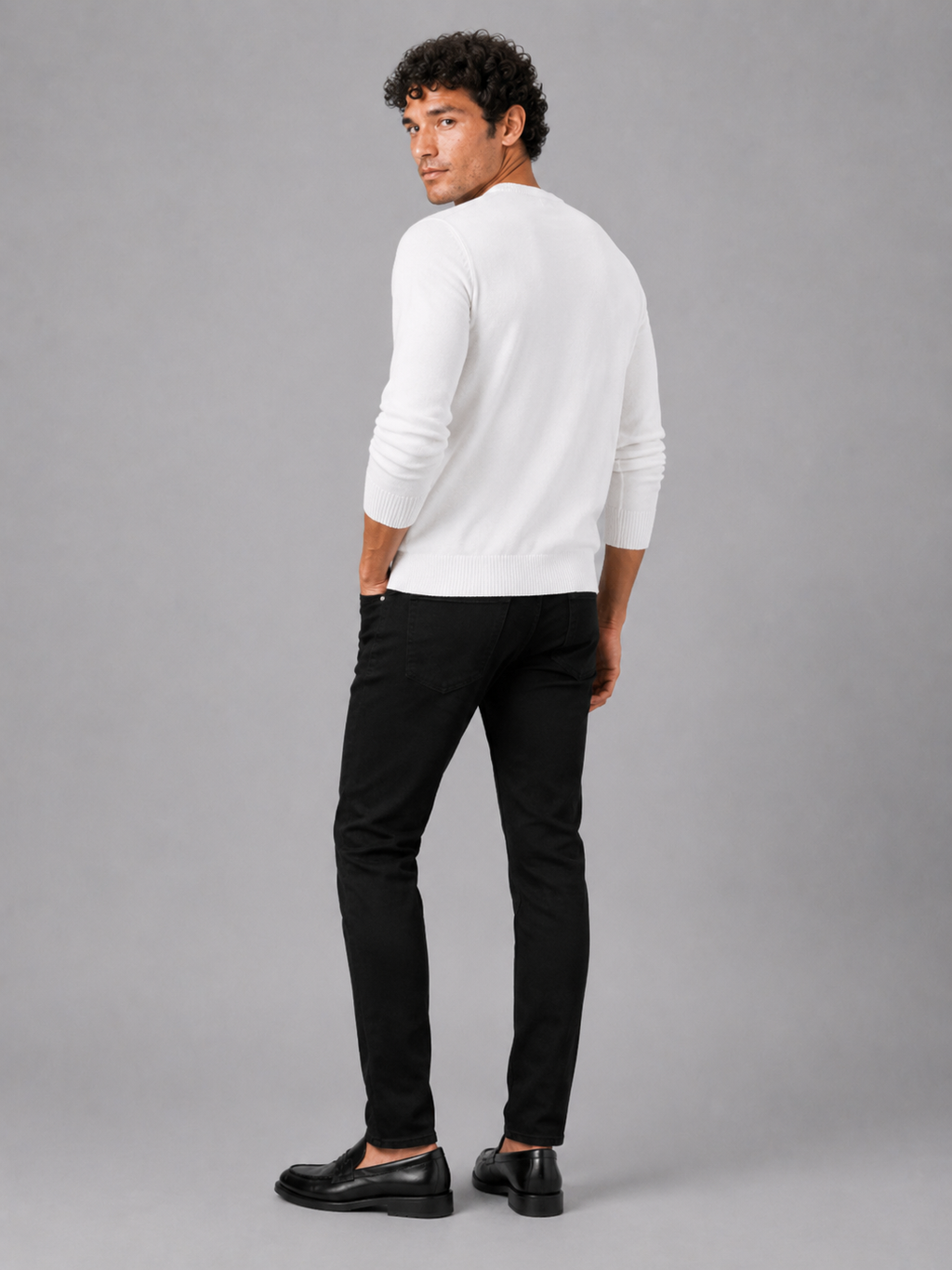 Men'S Wool Pullover in White