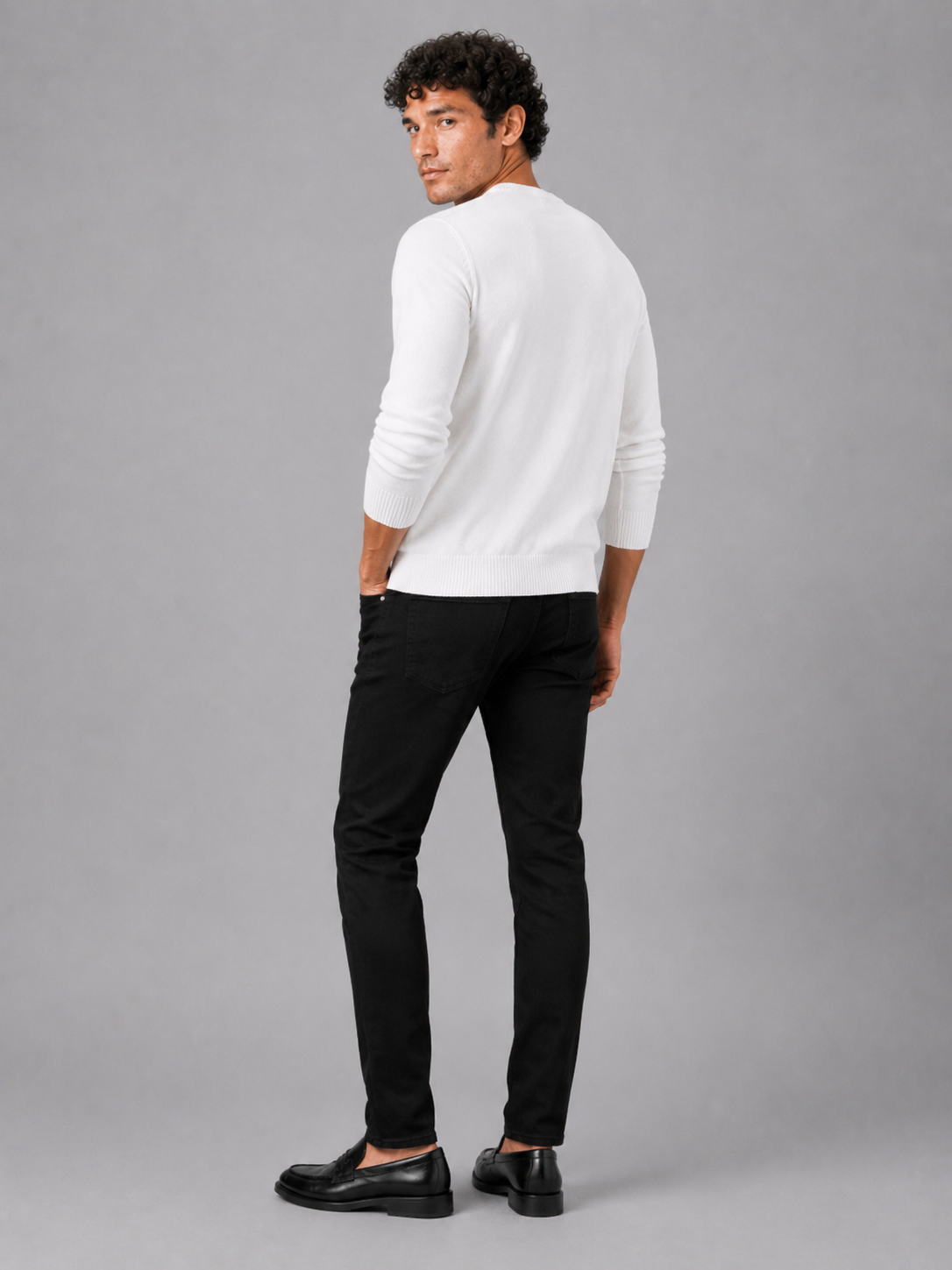 Men'S Wool Pullover in White