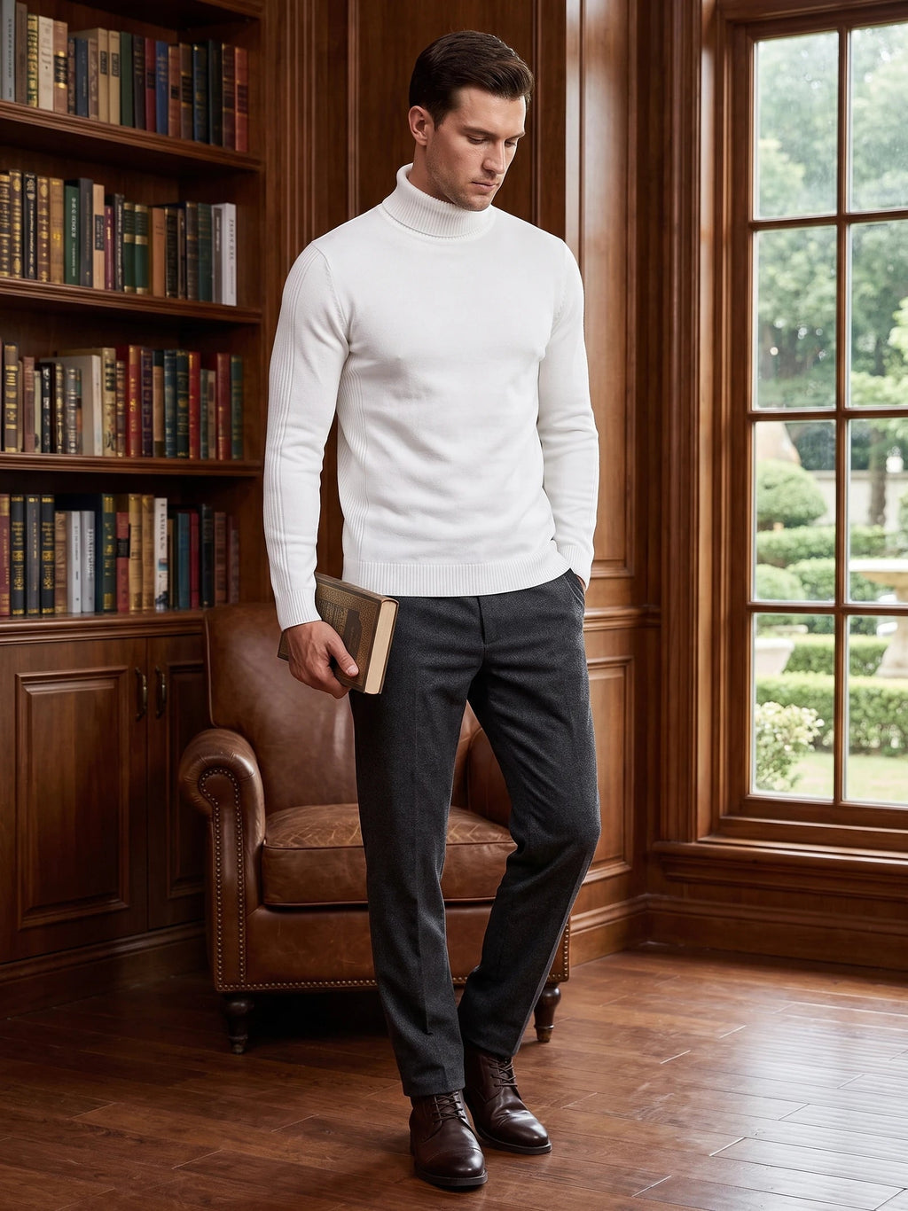 Men's Turtleneck Sweater in White