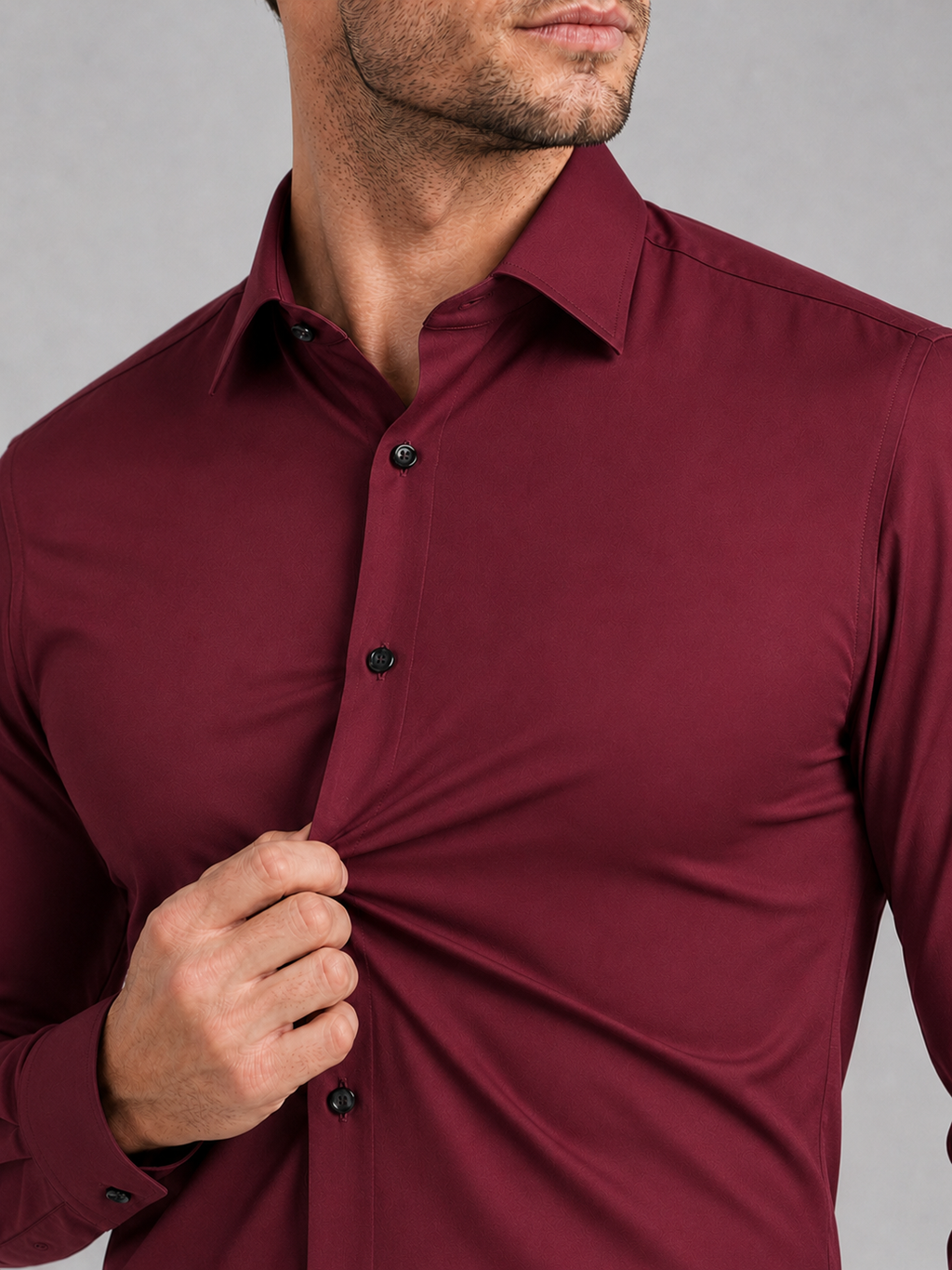 Business Casual Button Down Shirts in Wine
