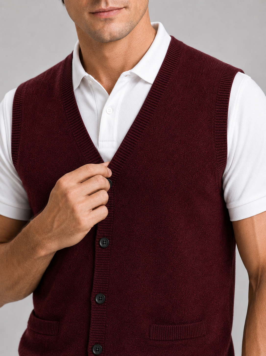 Sleeveless Sweater Men's in Wine