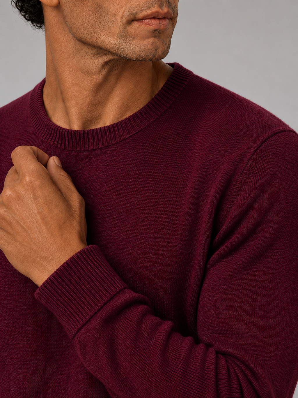 Men'S Wool Pullover in Wine